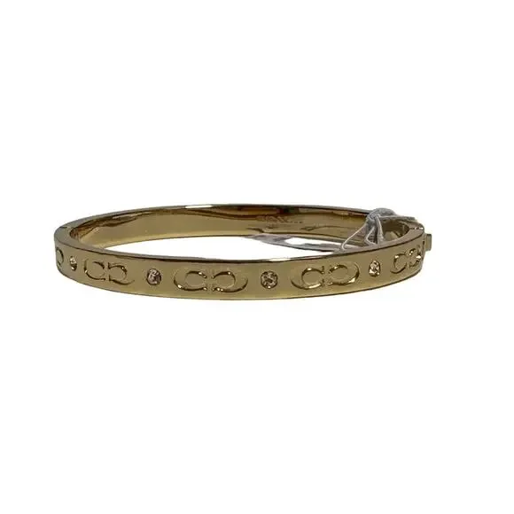 Coach Authentic Kissing C Hinged Bangle Bracelet Amazon.com: COACH Kissing C HINGED Bangle - Gold : Clothing  main image 4